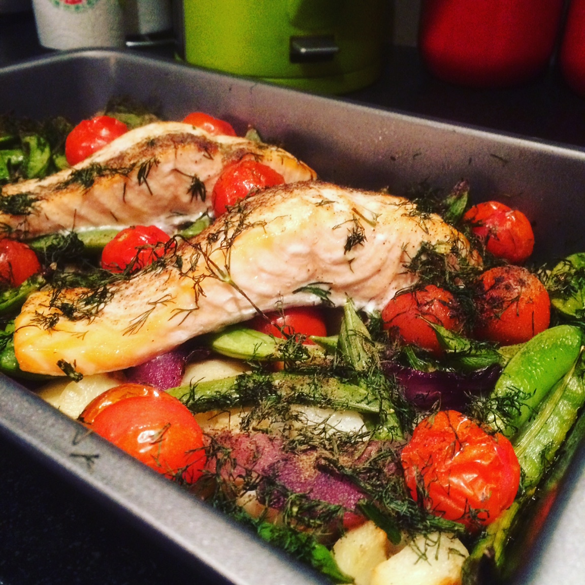 Ieuan's Day On A Plate - Mediterranean Baked Salmon - motive8 North