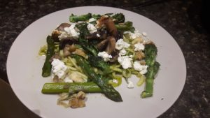 Pesto Courgetti with Spring Vegetables & Feta