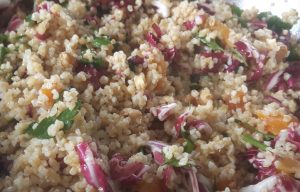 bulgar wheat, apricot, walnut and radicchio salad