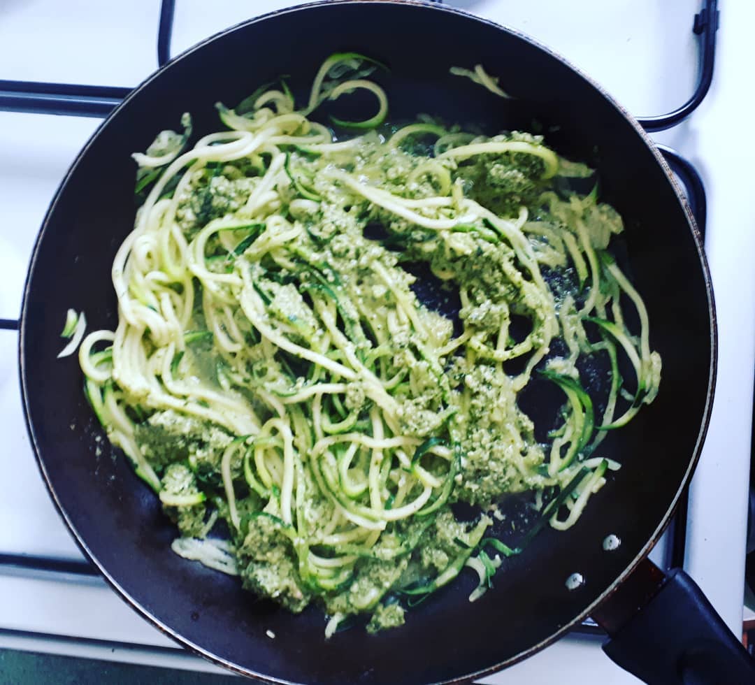 Delicious homemade pesto courgetti. #foodiefriday #food #health #healthyeating #nutritionist #nutrition #pesto #courgetti #eatyourgreens #plantbased #vegan #vegetarian #eatwell