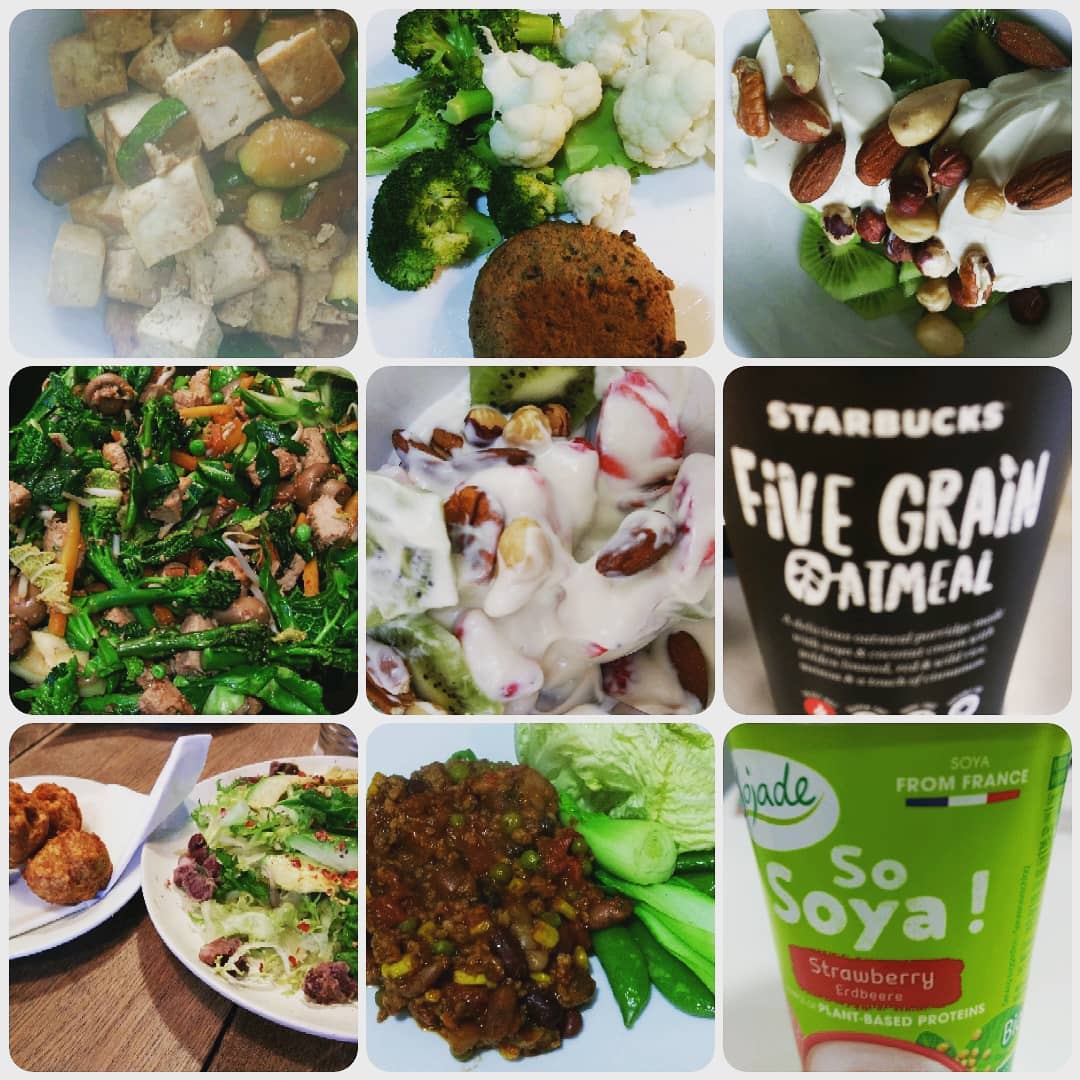 #foodiefriday nearly the end of @kate.halsall first week of #doitin12 there’s been #stirfry #tofu #chilli #roastedveggies #steamedveggies #lentils #mushroomburger #yoghurt #berries #porridge #nuts #ilovefood #vegan #reducedcarbs #lowcarbs #alltheveggies #protein #mealplanning #foodprep