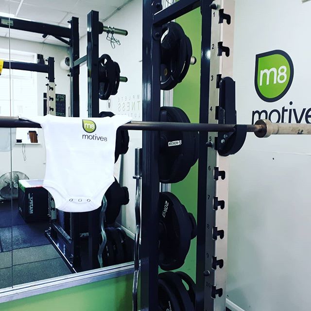 Our first motive8 baby is due soon and here is his first workout outfit. He will be lifting in no time!! #babyworkout #baby #workout #family #familyworkout